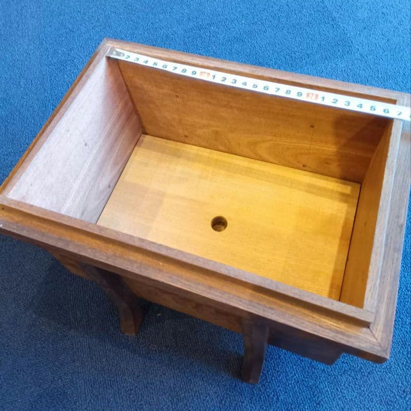 木製脚付き収納箱　蓋・中蓋２枚付　ヴィンテージ