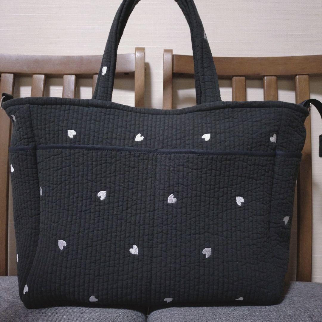 カフェモカ　ポケットいっぱいヌビバッグ　ファスナーバッグ　ハンドメイド