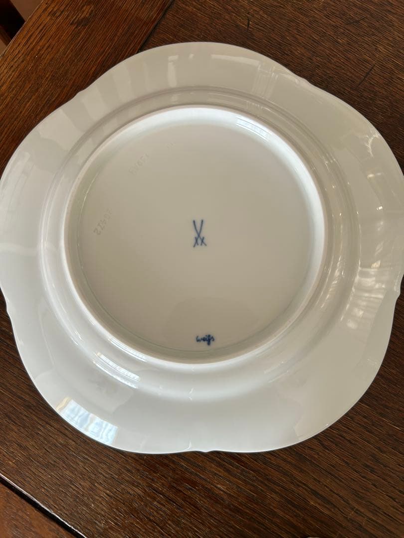 マイセン　皿　ホワイトレリーフペア