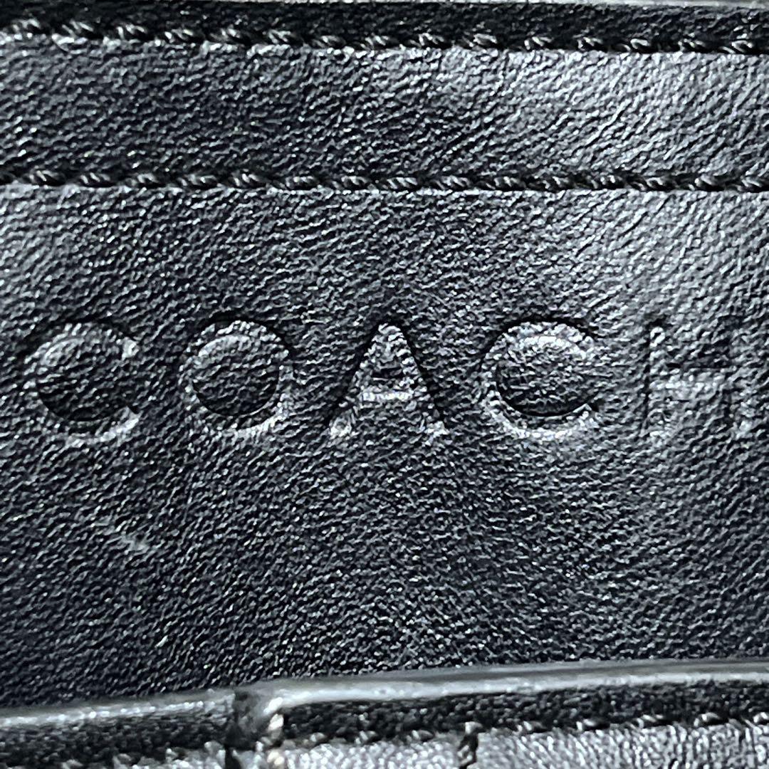 コーチ　2way ビジネスバッグ　ブリーフケース　型押しロゴ　A4可　レザー　黒