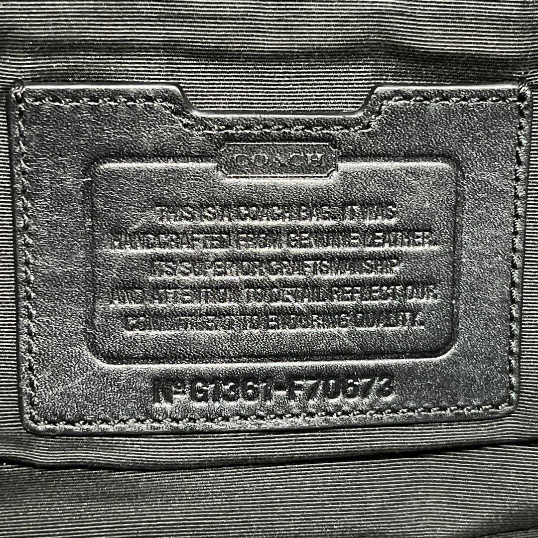 コーチ　2way ビジネスバッグ　ブリーフケース　型押しロゴ　A4可　レザー　黒