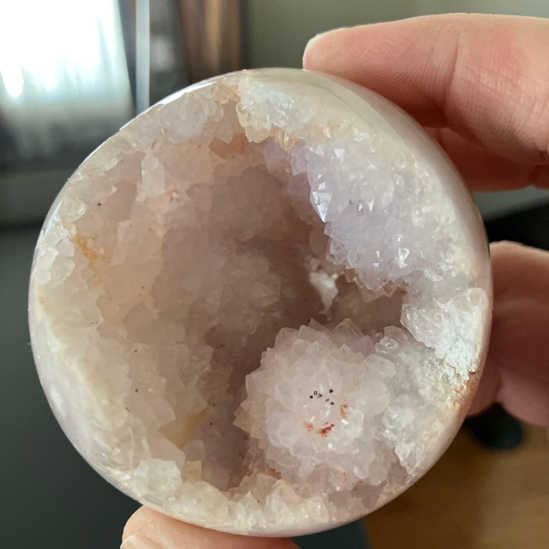 コレクションに！ピンクアメジスト　スフィア　天然石置物　D167