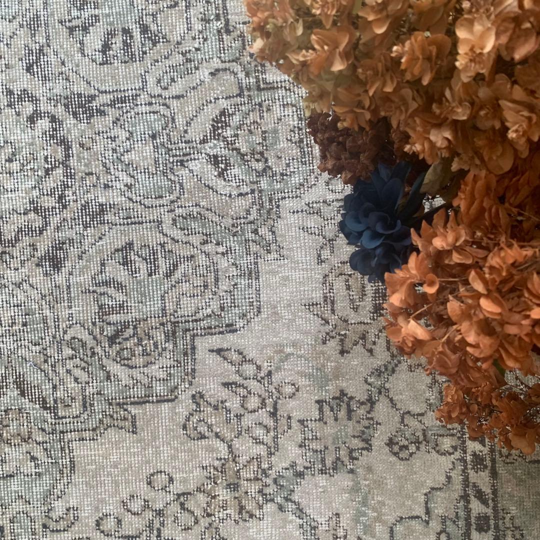 超大判　242×135 アイボリー　トルコヴィンテージラグ メダリオン