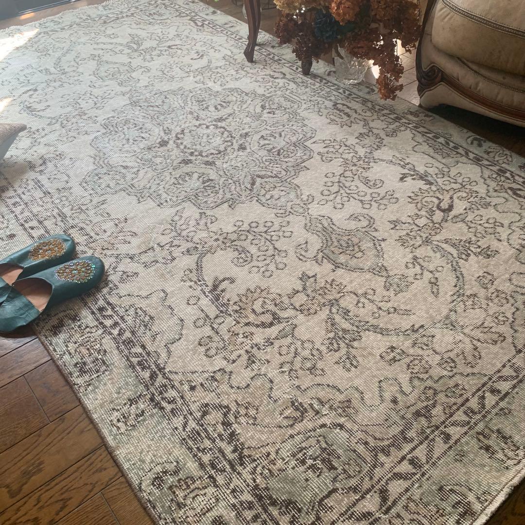 超大判　242×135 アイボリー　トルコヴィンテージラグ メダリオン