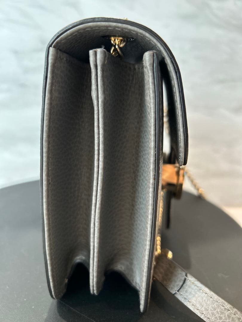 ル*フ様 GUCCI ショルダーバッグ　グレー　インターロッキング　チェーンバッ