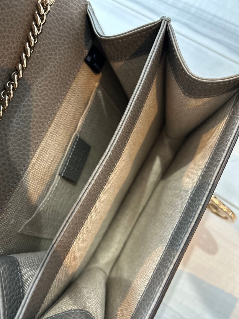 ル*フ様 GUCCI ショルダーバッグ　グレー　インターロッキング　チェーンバッ