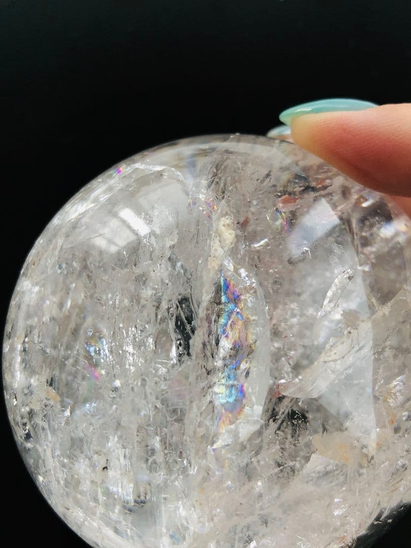 72mm！！幸せを呼ぶ♡虹入り水晶丸玉
