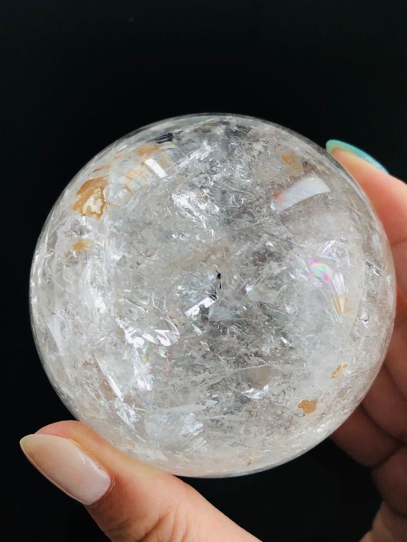 72mm！！幸せを呼ぶ♡虹入り水晶丸玉