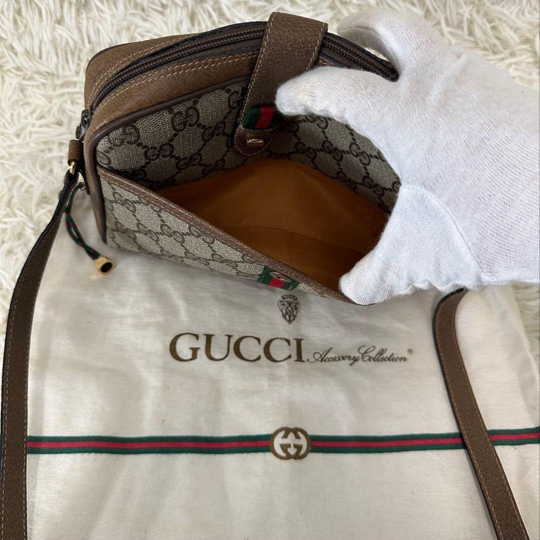 希少 紙タグ 袋付 グッチ GG 金具 レザー ショルダーバッグ シェリーライン