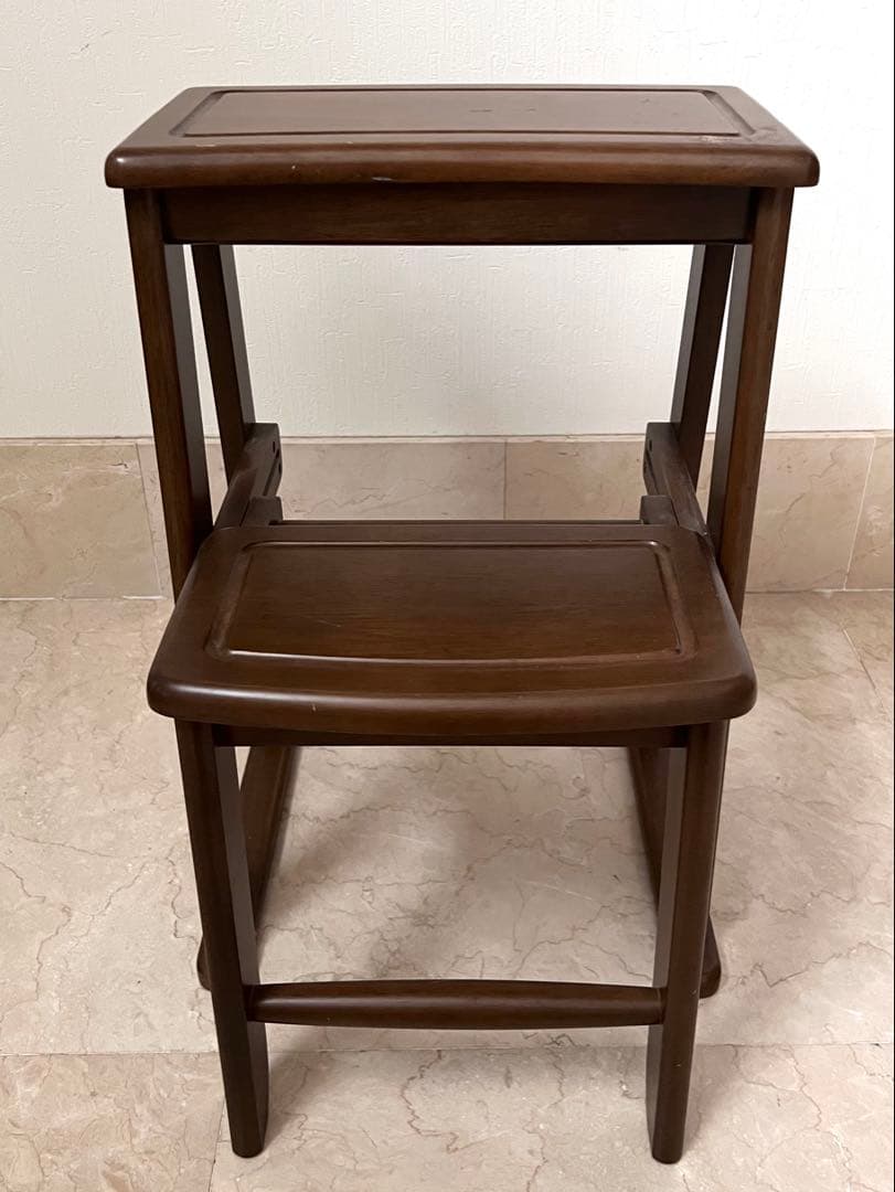 あずま工芸 レトロ 木製踏み台　2段式　ステップチェア