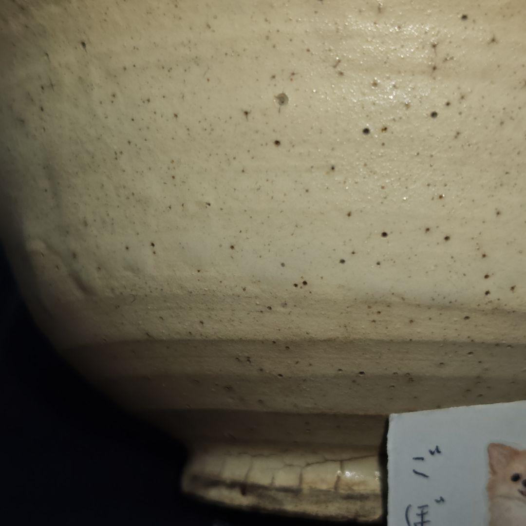 李朝、粉引茶碗(合せ箱、藍染包み古布付)