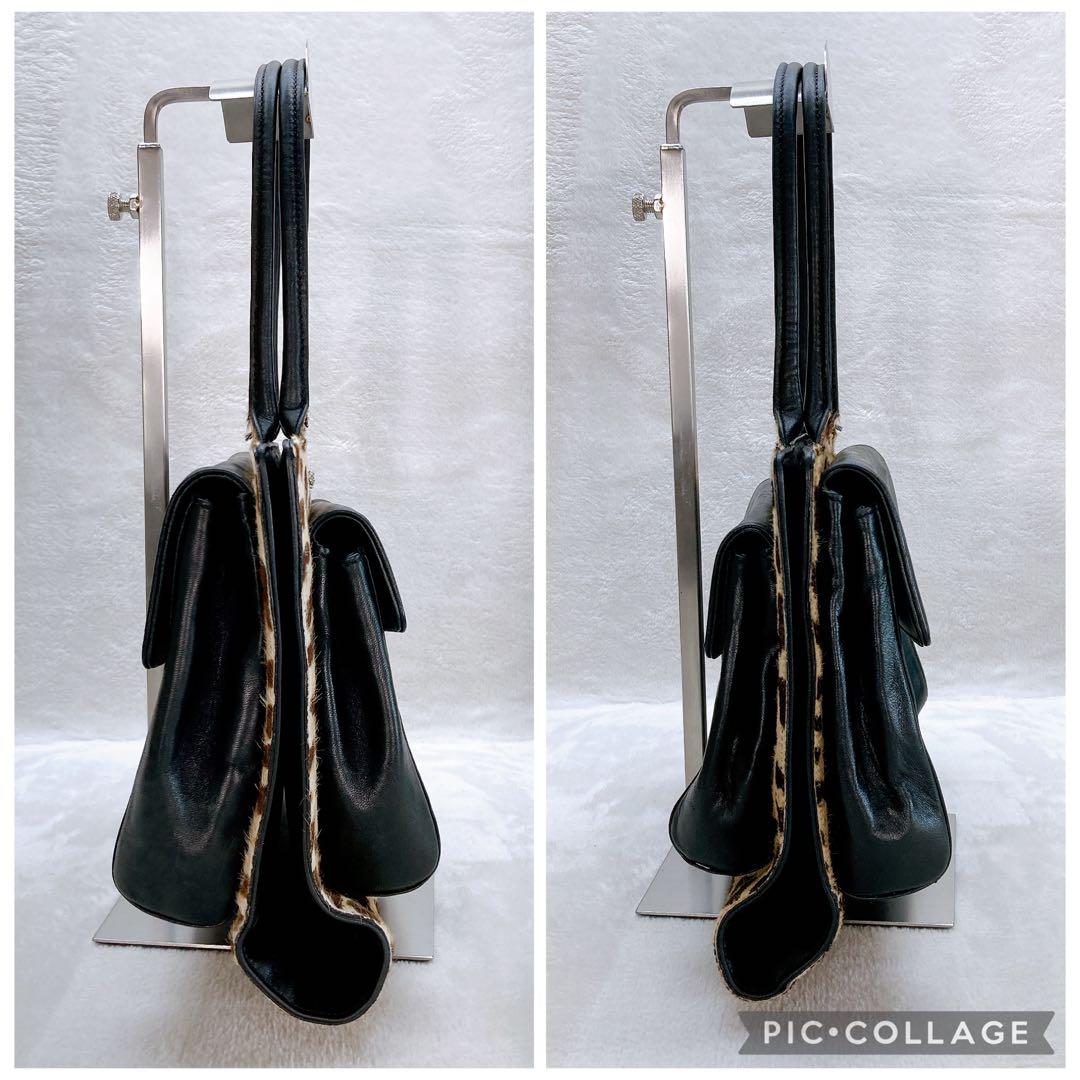 ✨美品✨ヴェルサーチ ハンドバッグ ハラコ レオパード メデューサ リバーシブル