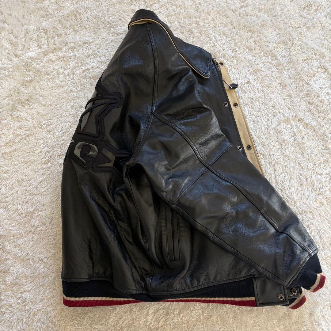 美品　アヴィレックス　レザージャケット　スタジャン　バックロゴ　ワッペン　2XL