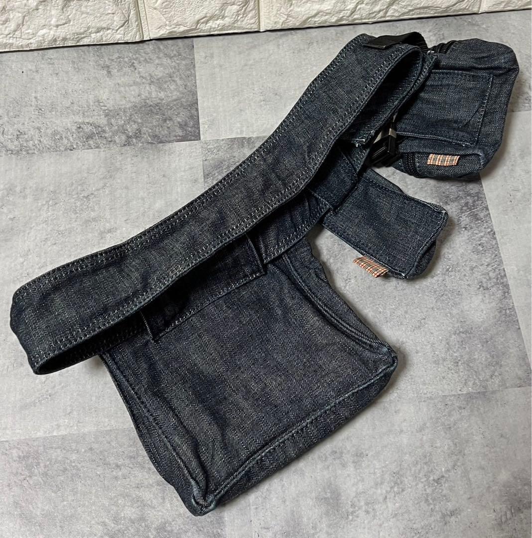バーバリー　ウエストポーチ　デニム　ウエストポーチ　3連