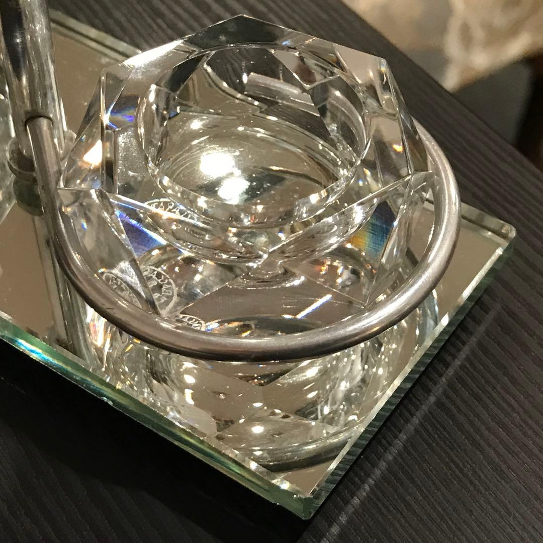 激レア♪オールドバカラBACCARATソルトセラー美しい鏡台座付き★塩胡椒入れ★