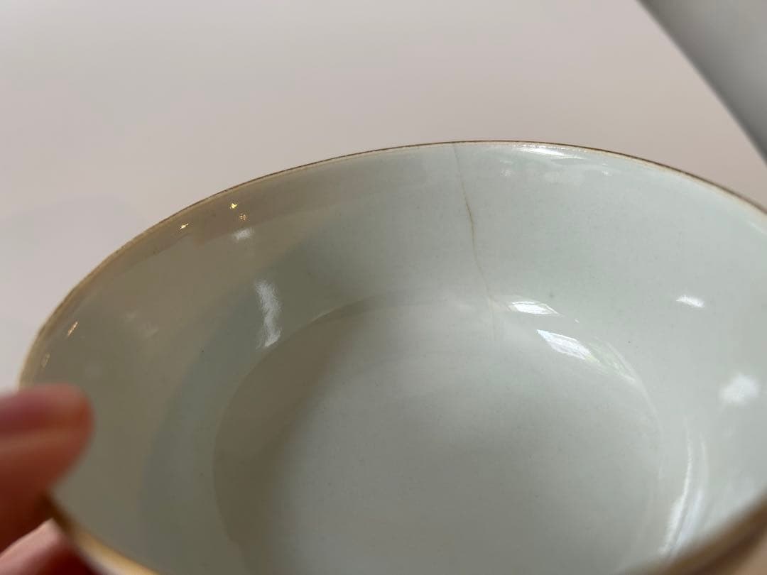 赤玉瓔珞紋　蓋茶碗　2客　少し難あり