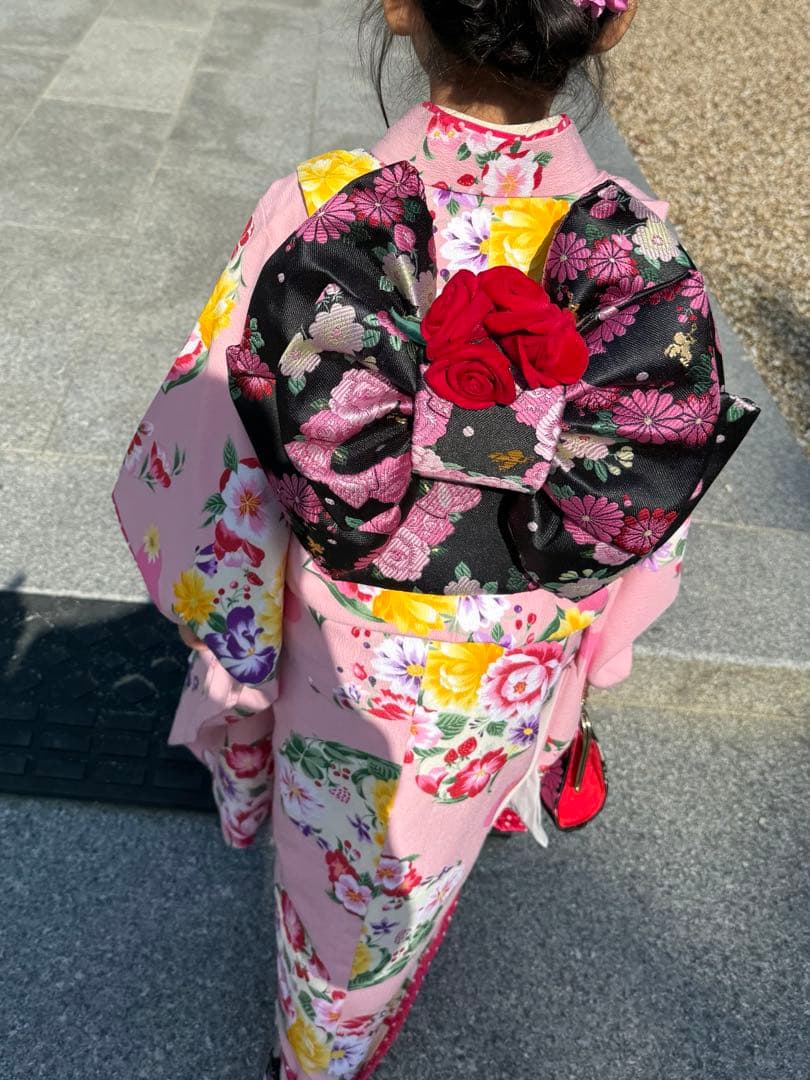 七五三 着物セット ピンク花柄　七歳