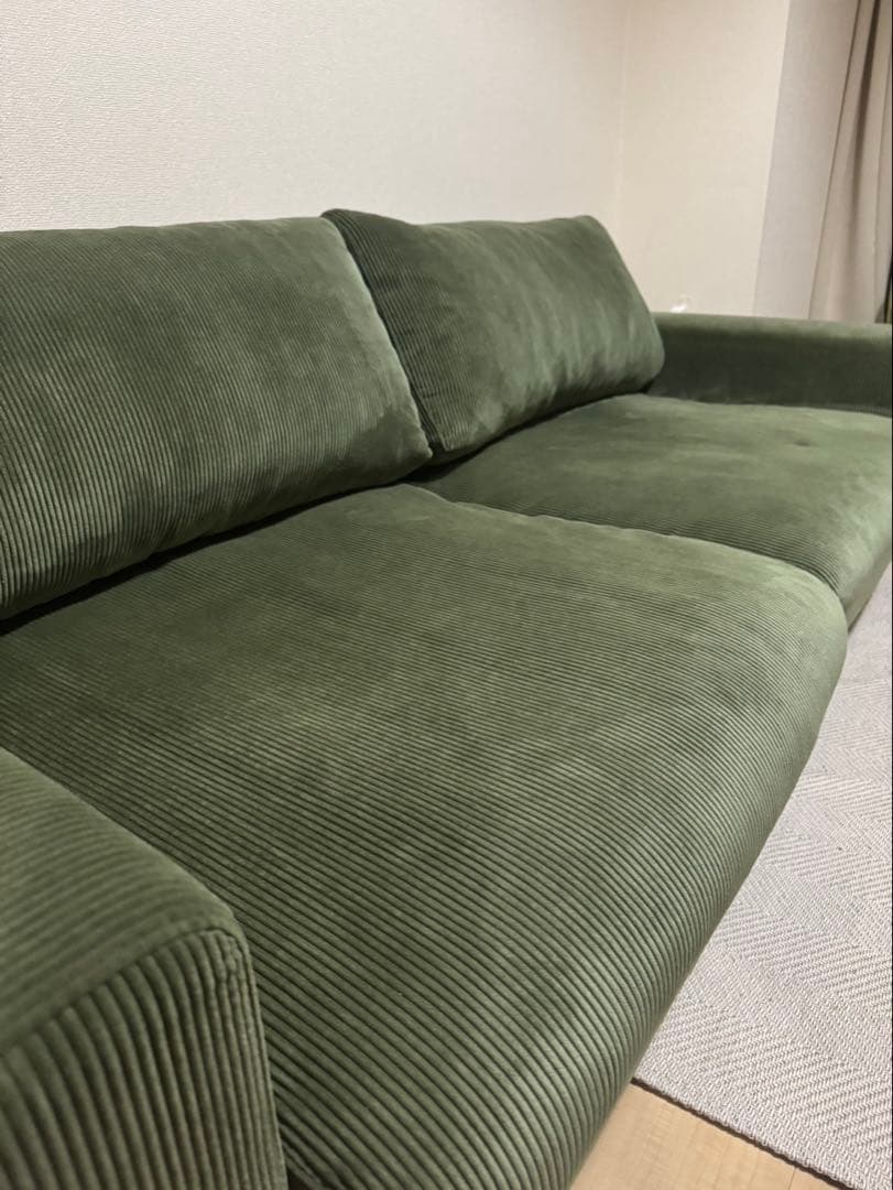 プルートソファ2.5人掛け オリーブグリーン（コーデュロイ）CRASH GATE