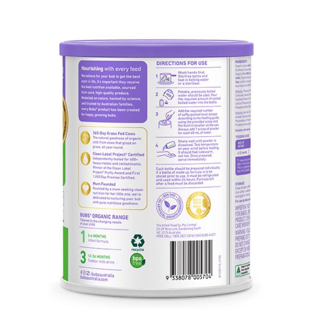 2缶Bubs バブズ オーガニック 粉ミルク ステップ2 FREMON出品