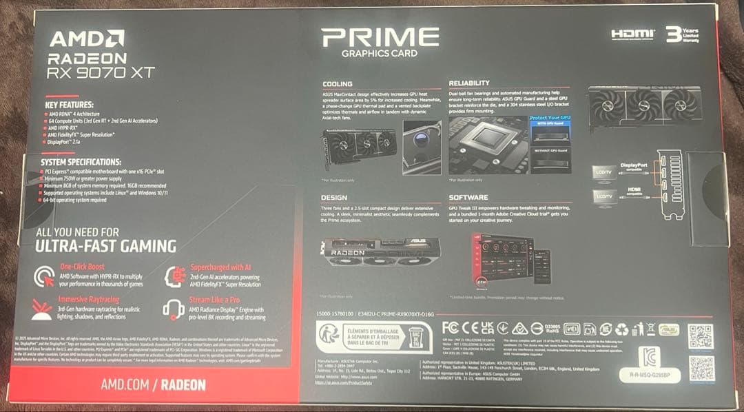 グラフィックボード・グラボ・ビデオカード ASUS Radeon RX 9070XT 16GB OC