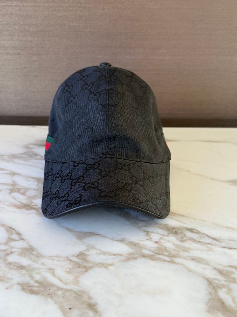 GUCCI GGパターンキャップ　黒 XL60㎝