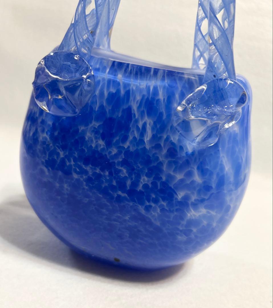 ムラーノガラス 宙吹き バッグ型オブジェ 花瓶 一輪挿し アートガラス