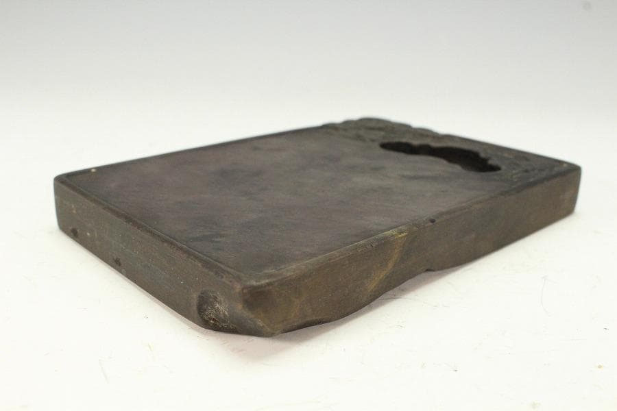 中国美術 端渓 刻霊芝 紫檀 題詞 箱 文房四宝(K-XA666)