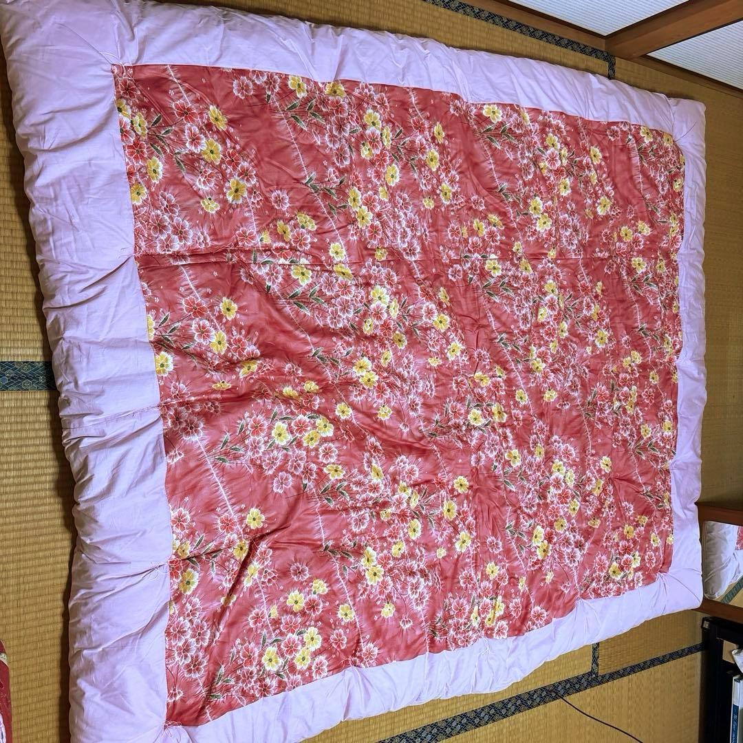 綿組布団　掛け・敷き布団セット（ピンク系）和風レトロ