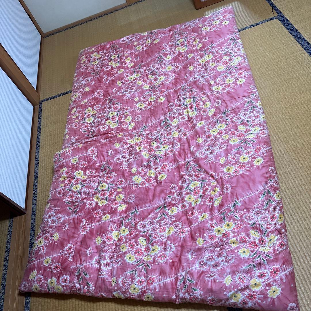 綿組布団　掛け・敷き布団セット（ピンク系）和風レトロ