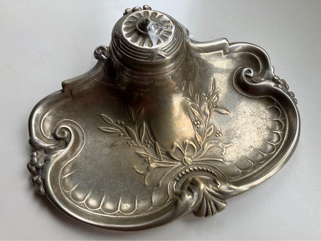 インクウェル　ペントレイ　シルバーメタル（ピューター？） フランスアンティーク