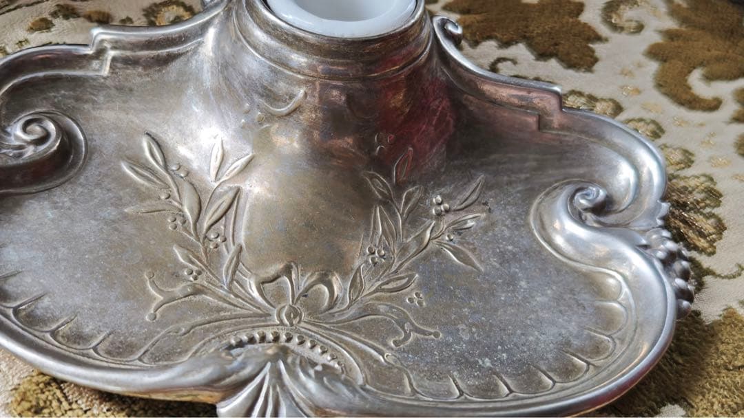 インクウェル　ペントレイ　シルバーメタル（ピューター？） フランスアンティーク