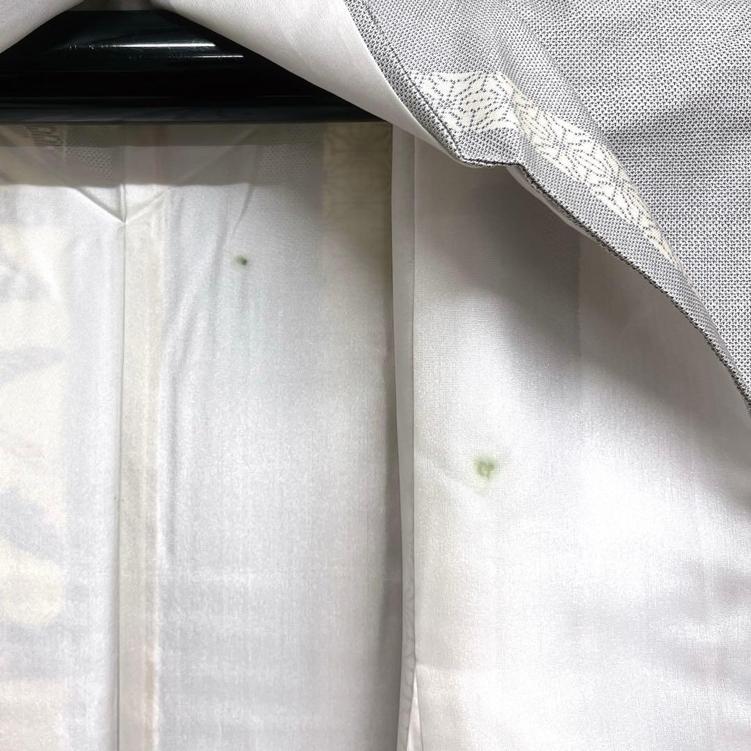 小紋　白大島紬　鶴　縦縞　蜀江紋　ブルー　着物　071a d