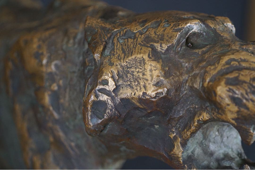 彫刻家 北村西望 作 ブロンズ『猛虎』超大型 1974年作 大理石台付 巨匠