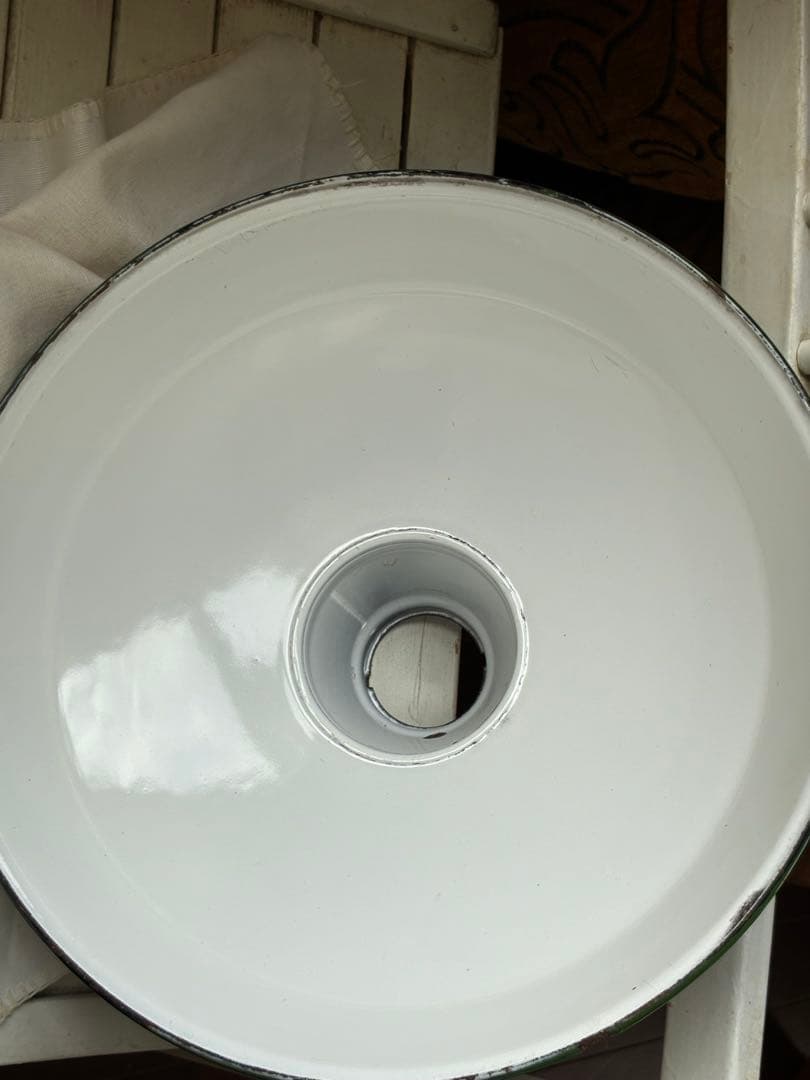 青柳アンティーク　ホーロー　ランプ　シェード　グリーン　30センチ　美品