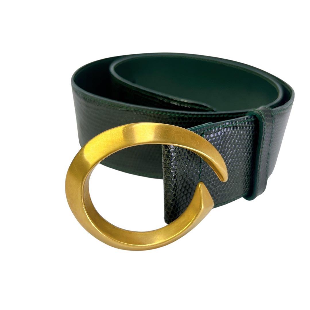 GUCCI グッチ グリーンレザー ベルト ゴールドバックル