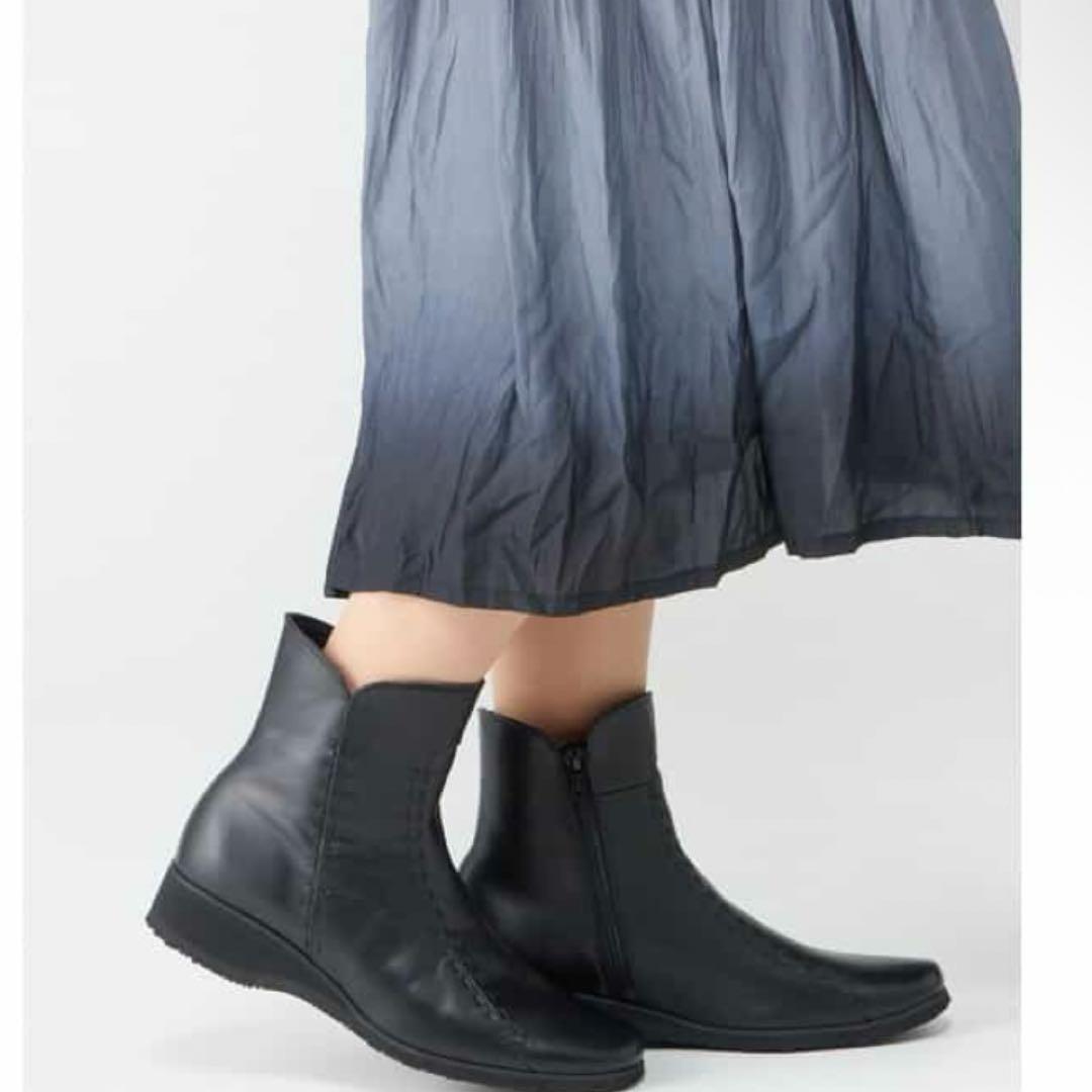 pedala ぺダラ 24cm レザー ショートブーツ ブラウン EEE 茶