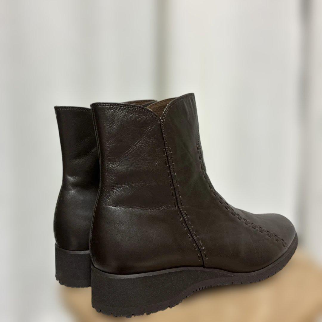 pedala ぺダラ 24cm レザー ショートブーツ ブラウン EEE 茶