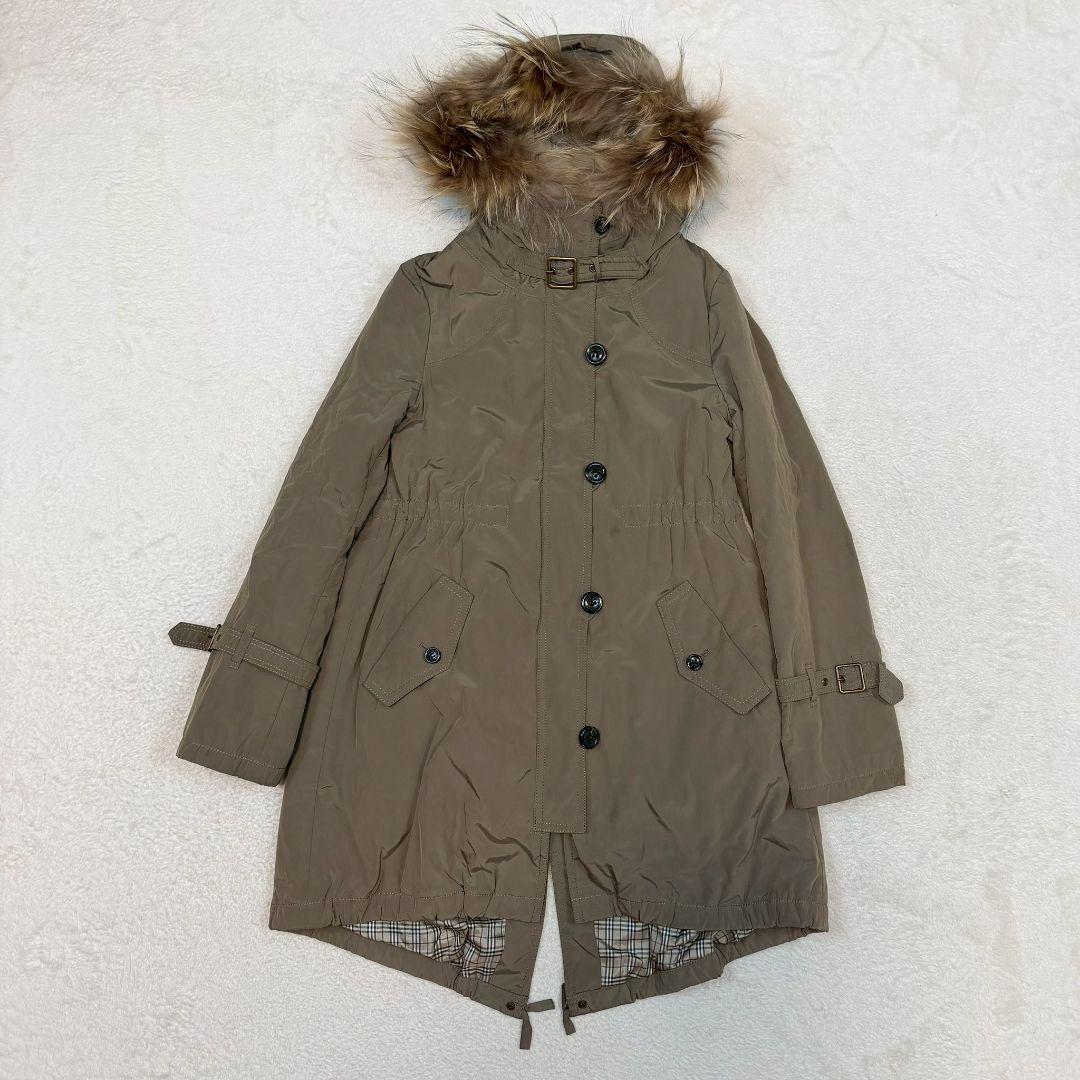 良品 バーバリー モッズコートライナー付き　ファー取り外し　M〜L