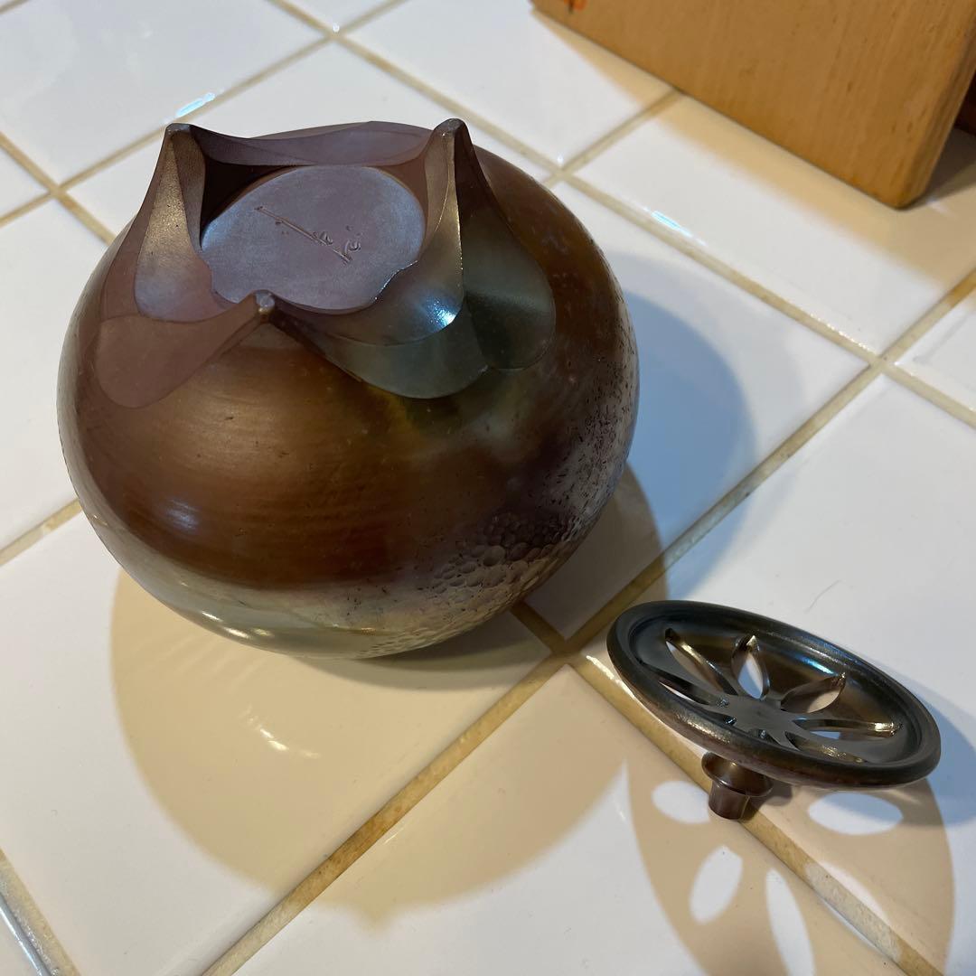 常滑焼　名工　小西洋平作　窯変練込　香道具　香炉　共箱　伝統工芸