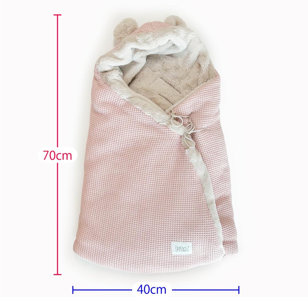 美品 Babyshower くま耳 おくるみ 防寒 フットマフ ピンク