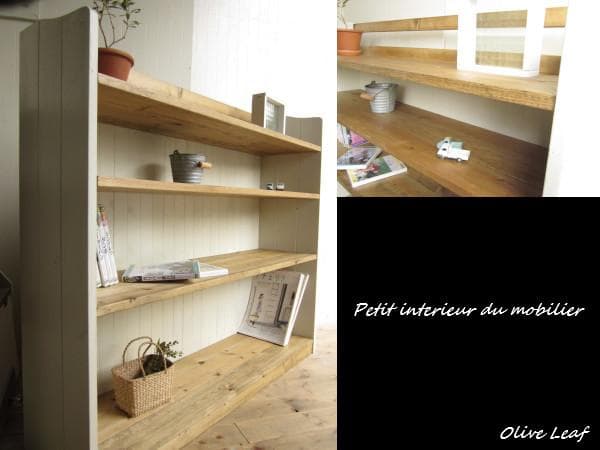 サイズ、デザインオーダー可！超ワイド4段ラック●シャビーホワイト無垢材●受注製作