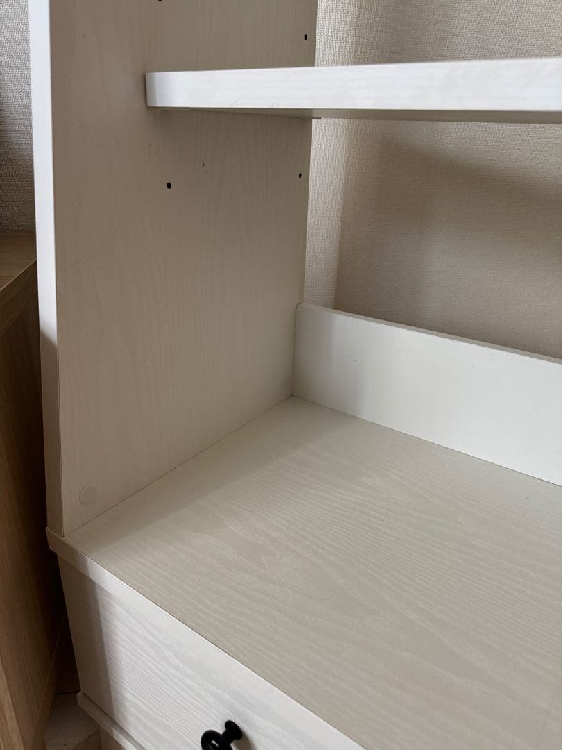 今だけ！！分解済み！ホワイト木製シェルフ 4段 2引き出し