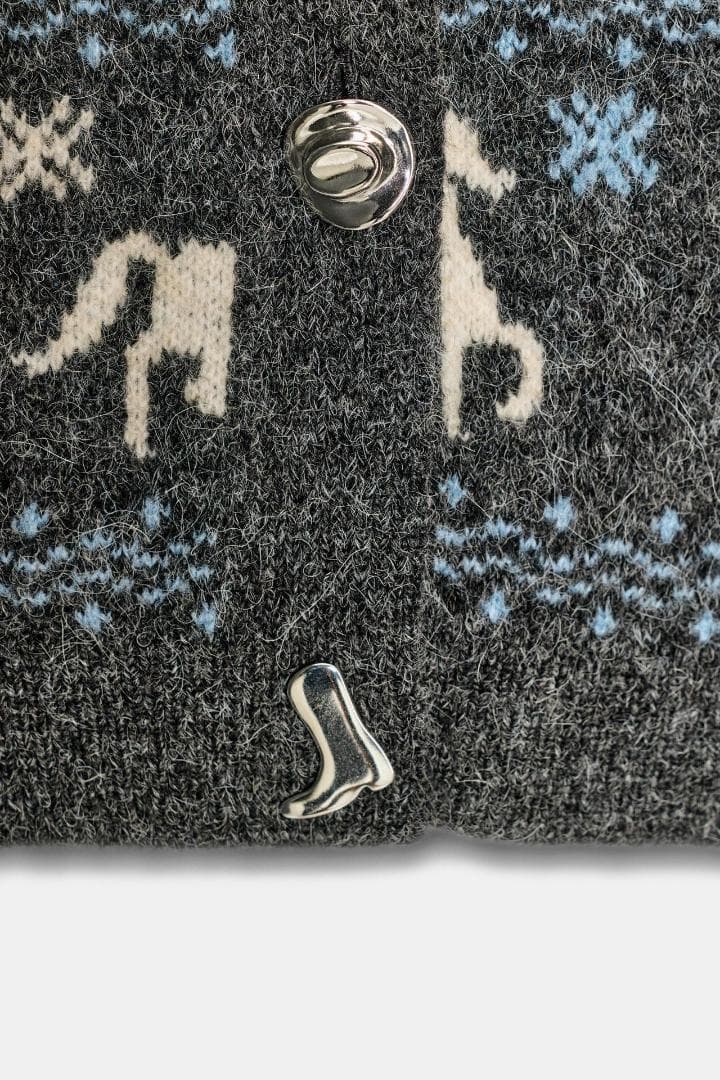 新品 ZARA ジャカードニットボタンカーディガン M