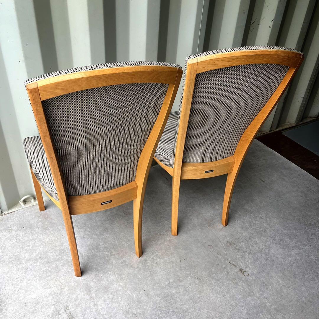 取付無料！カリモク 北欧風天然木ナチュラルハイバックダイニングチェア2脚セット✨