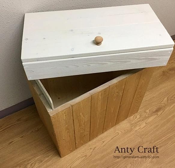 【引取可能】大型のゴミ箱 70L対応 ハンドメイド アンティーク風ダストボックス