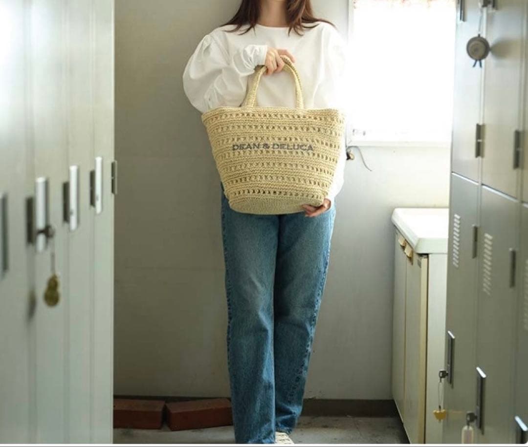 新品DEAN & DELUCAカゴバッグナチュラルM