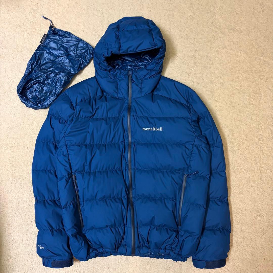 希少サイズ M-R mont-bell パーマフロストライトダウンパーカ 青