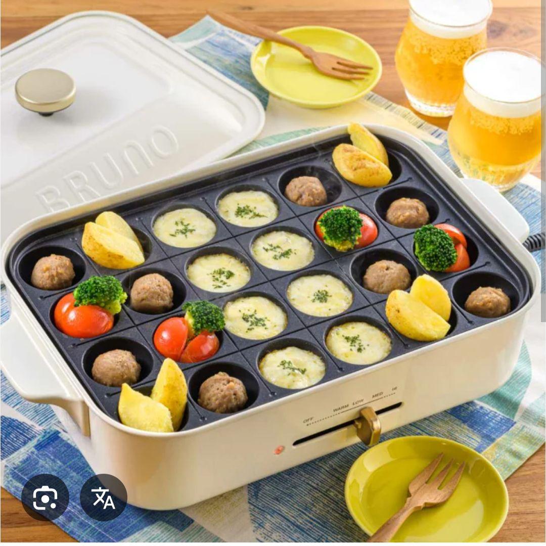 【新品】ホワイトBRUNO コンパクトホットプレート たこ焼きプレート、鍋付