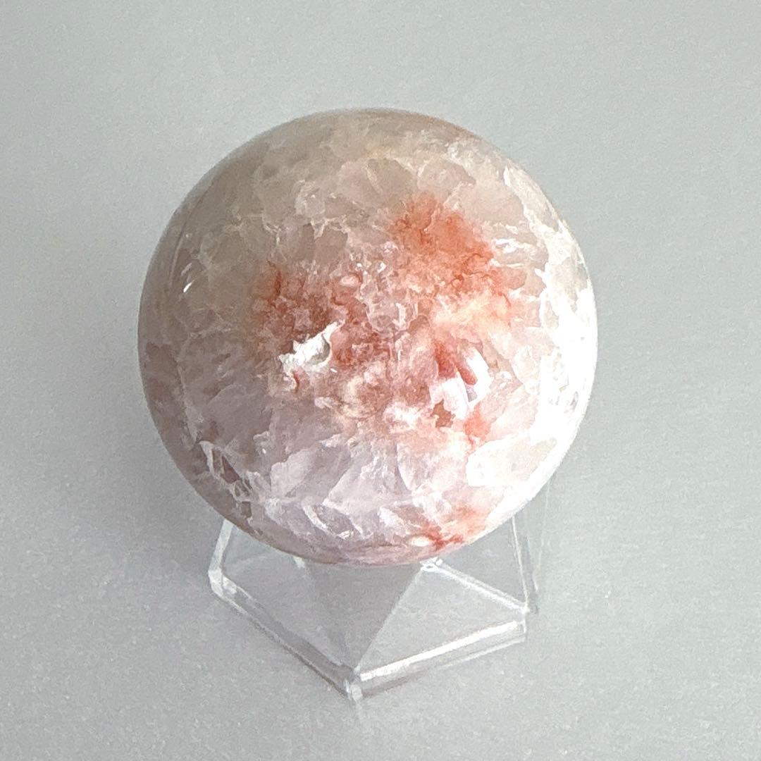 高品質　ジオード桜瑪瑙　スフィア　59mm 天然水晶結晶ザクザク　置物　275g