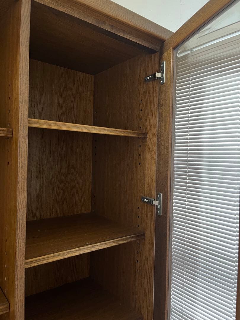 ラスト値下げ！ガラス扉付き木製本棚 5段✖️2（愛媛発です）